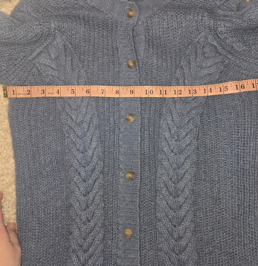 JUST Female Potter Cardigan Blue Cable Knit Button Front Sweater XS Nwot - Picture 6 of 6